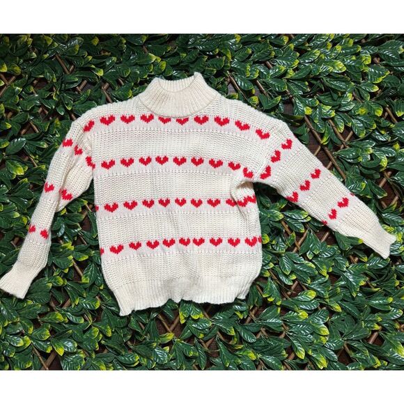 White Heart Knit Sweater Size XL - Picture 5 of 5
